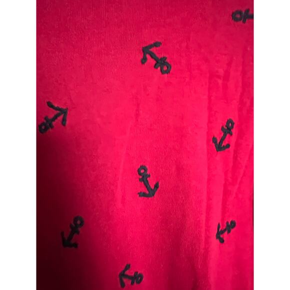 Vintage Talbots Sweater Womens Medium Red Embroidered Anchor Zipper Knit - Picture 6 of 7